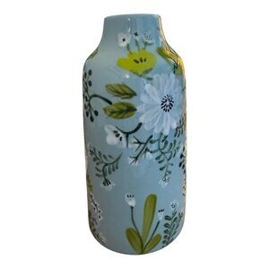 Paper Source Floral Ceramic Accent Vase in Light Blue and Green